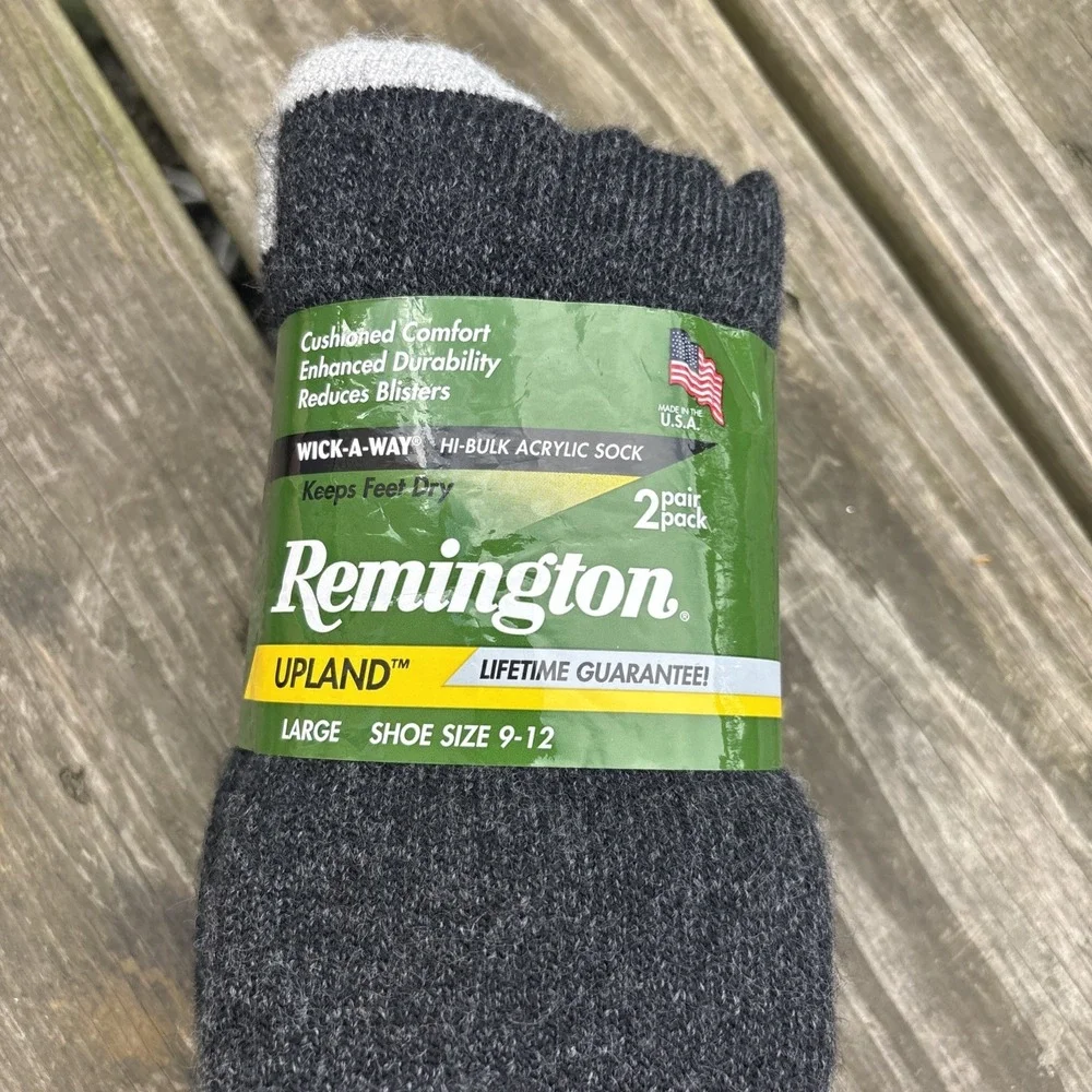 Vintage 2 Pair Socks Remington Upland Heather Charcoal L Made in USA 90's NWT